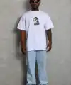 Erkek Baskılı T-Shirt Kısa Kol Bisiklet Yaka Regular Fit Tişört - Beyaz