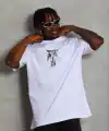 Erkek Baskılı T-Shirt Kısa Kol Bisiklet Yaka Regular Fit Tişört - Beyaz