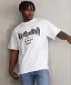 Erkek Baskılı T-Shirt Kısa Kol Bisiklet Yaka Regular Fit Tişört - Beyaz
