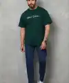 Erkek Baskılı T-Shirt Kısa Kol Bisiklet Yaka Regular Fit Tişört - Çağla Yeşili