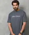 Erkek Baskılı T-Shirt Kısa Kol Bisiklet Yaka Regular Fit Tişört - Füme