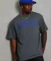 Erkek Baskılı T-Shirt Kısa Kol Bisiklet Yaka Regular Fit Tişört - Füme