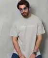 Erkek Baskılı T-Shirt Kısa Kol Bisiklet Yaka Regular Fit Tişört - Gri