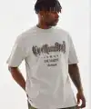 Erkek Baskılı T-Shirt Kısa Kol Bisiklet Yaka Regular Fit Tişört - Gri