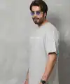 Erkek Baskılı T-Shirt Kısa Kol Bisiklet Yaka Regular Fit Tişört - Gri