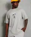 Erkek Baskılı T-Shirt Kısa Kol Bisiklet Yaka Regular Fit Tişört - Gri
