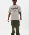 Erkek Baskılı T-Shirt Kısa Kol Bisiklet Yaka Regular Fit Tişört - Gri