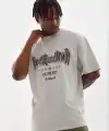 Erkek Baskılı T-Shirt Kısa Kol Bisiklet Yaka Regular Fit Tişört - Gri