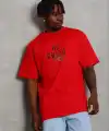 Erkek Baskılı T-Shirt Kısa Kol Bisiklet Yaka Regular Fit Tişört - Kırmızı