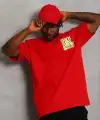 Erkek Baskılı T-Shirt Kısa Kol Bisiklet Yaka Regular Fit Tişört - Kırmızı