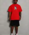 Erkek Baskılı T-Shirt Kısa Kol Bisiklet Yaka Regular Fit Tişört - Kırmızı