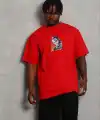 Erkek Baskılı T-Shirt Kısa Kol Bisiklet Yaka Regular Fit Tişört - Kırmızı