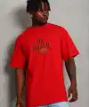 Erkek Baskılı T-Shirt Kısa Kol Bisiklet Yaka Regular Fit Tişört - Kırmızı