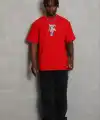 Erkek Baskılı T-Shirt Kısa Kol Bisiklet Yaka Regular Fit Tişört - Kırmızı