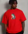 Erkek Baskılı T-Shirt Kısa Kol Bisiklet Yaka Regular Fit Tişört - Kırmızı