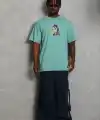 Erkek Baskılı T-Shirt Kısa Kol Bisiklet Yaka Regular Fit Tişört - Mint Yeşili