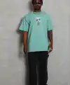 Erkek Baskılı T-Shirt Kısa Kol Bisiklet Yaka Regular Fit Tişört - Mint Yeşili