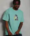 Erkek Baskılı T-Shirt Kısa Kol Bisiklet Yaka Regular Fit Tişört - Mint Yeşili