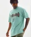 Erkek Baskılı T-Shirt Kısa Kol Bisiklet Yaka Regular Fit Tişört - Mint Yeşili