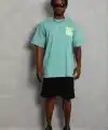 Erkek Baskılı T-Shirt Kısa Kol Bisiklet Yaka Regular Fit Tişört - Mint Yeşili