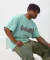 Erkek Baskılı T-Shirt Kısa Kol Bisiklet Yaka Regular Fit Tişört - Mint Yeşili