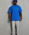 Erkek Baskılı T-Shirt Kısa Kol Bisiklet Yaka Regular Fit Tişört - Saks Mavisi