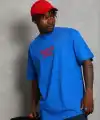 Erkek Baskılı T-Shirt Kısa Kol Bisiklet Yaka Regular Fit Tişört - Saks Mavisi