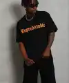 Erkek Baskılı T-Shirt Kısa Kol Bisiklet Yaka Regular Fit Tişört - Siyah