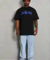 Erkek Baskılı T-Shirt Kısa Kol Bisiklet Yaka Regular Fit Tişört - Siyah