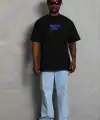 Erkek Baskılı T-Shirt Kısa Kol Bisiklet Yaka Regular Fit Tişört - Siyah
