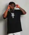 Erkek Baskılı T-Shirt Kısa Kol Bisiklet Yaka Regular Fit Tişört - Siyah