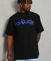 Erkek Baskılı T-Shirt Kısa Kol Bisiklet Yaka Regular Fit Tişört - Siyah