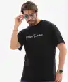 Erkek Baskılı T-Shirt Kısa Kol Bisiklet Yaka Regular Fit Tişört - Siyah