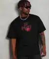 Erkek Baskılı T-Shirt Kısa Kol Bisiklet Yaka Regular Fit Tişört - Siyah