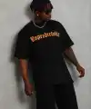 Erkek Baskılı T-Shirt Kısa Kol Bisiklet Yaka Regular Fit Tişört - Siyah