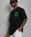 Erkek Baskılı T-Shirt Kısa Kol Bisiklet Yaka Regular Fit Tişört - Siyah