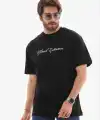 Erkek Baskılı T-Shirt Kısa Kol Bisiklet Yaka Regular Fit Tişört - Siyah