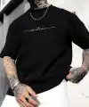 Erkek Baskılı T-Shirt Kısa Kol Bisiklet Yaka Regular Fit Yazlık Tişört - Siyah