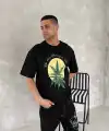 Erkek Baskılı T-Shirt Kısa Kol Bisiklet Yaka Regular Fit Yazlık Tişört - SiyahSiyah
