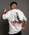 Erkek Baskılı T-Shirt Oversize Kısa kol Bisiklet yaka tişort - Beyaz