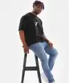 Erkek Baskılı T-Shirt Yazlık Kısa Kol Bisiklet Yaka Tişört - Siyah