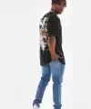 Erkek Baskılı T-Shirt Yazlık Kısa Kol Bisiklet Yaka Tişört - Siyah