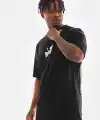 Erkek Baskılı T-Shirt Yazlık Kısa Kol Bisiklet Yaka Tişört - Siyah