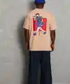 Erkek Baskılı Tişört Kısa Kol Bisiklet Yaka Oversize T-Shirt - Bej