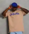 Erkek Baskılı Tişört Kısa Kol Bisiklet Yaka Oversize T-Shirt - Bej