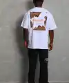 Erkek Baskılı Tişört Kısa Kol Bisiklet Yaka Oversize T-Shirt - Beyaz