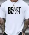 Erkek Baskılı Tişört Kısa Kol Bisiklet Yaka Oversize T-Shirt - Beyaz