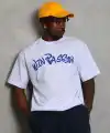 Erkek Baskılı Tişört Kısa Kol Bisiklet Yaka Oversize T-Shirt - Beyaz