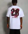 Erkek Baskılı Tişört Kısa Kol Bisiklet Yaka Oversize T-Shirt - Beyaz