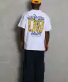 Erkek Baskılı Tişört Kısa Kol Bisiklet Yaka Oversize T-Shirt - Beyaz